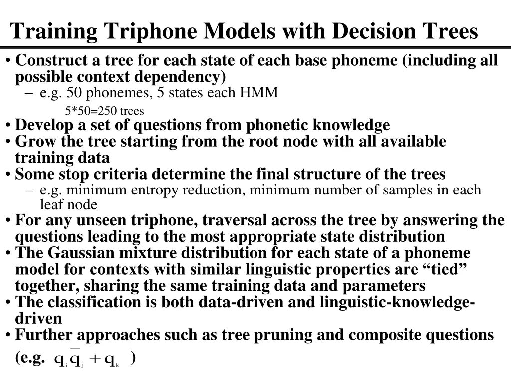 training triphone models with decision trees