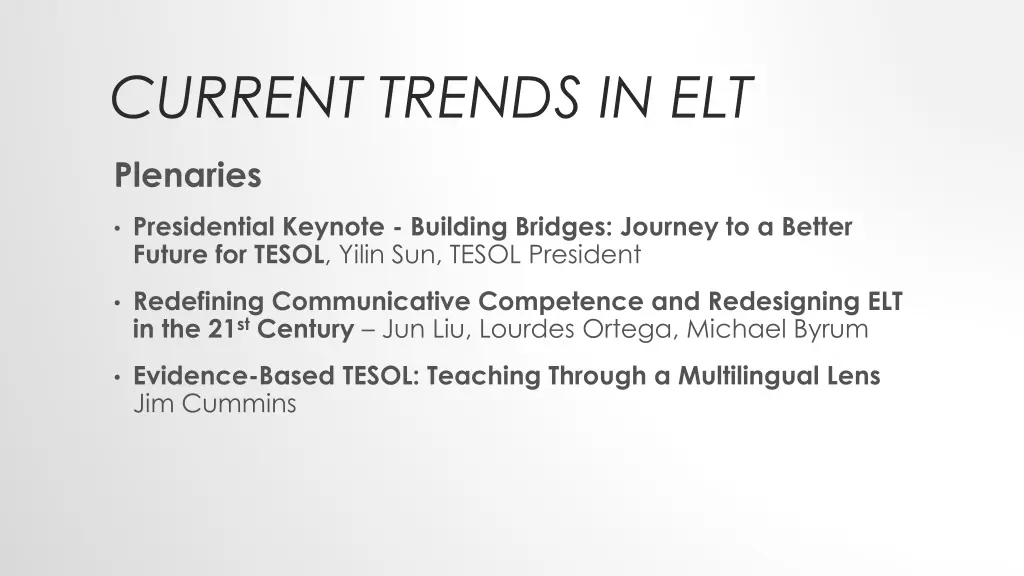 current trends in elt