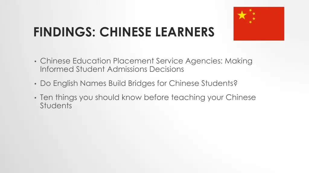 findings chinese learners