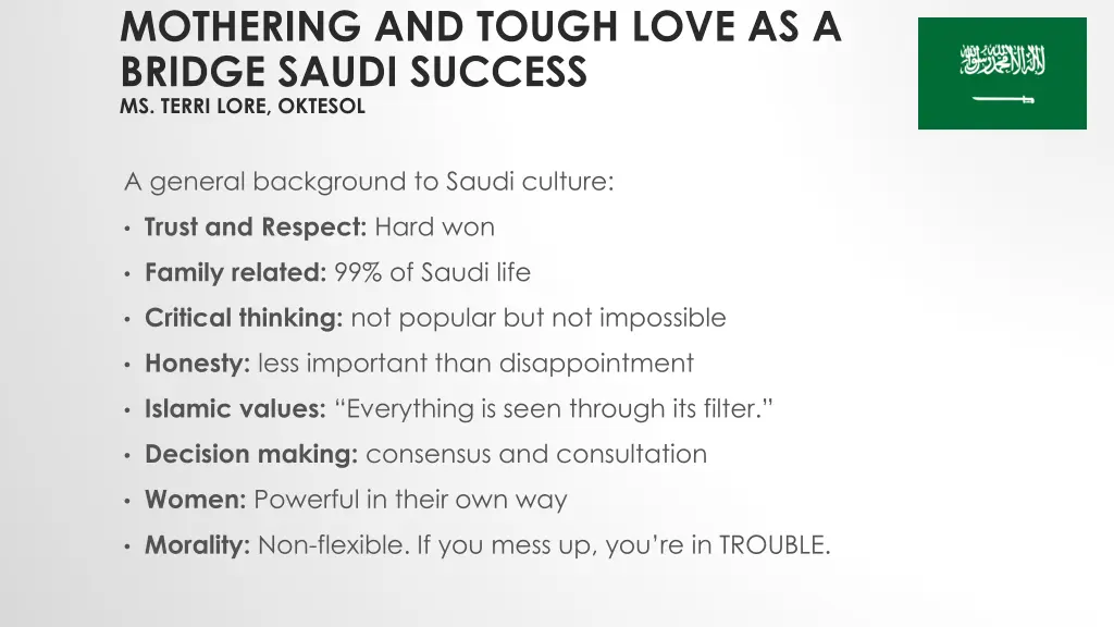 mothering and tough love as a bridge saudi