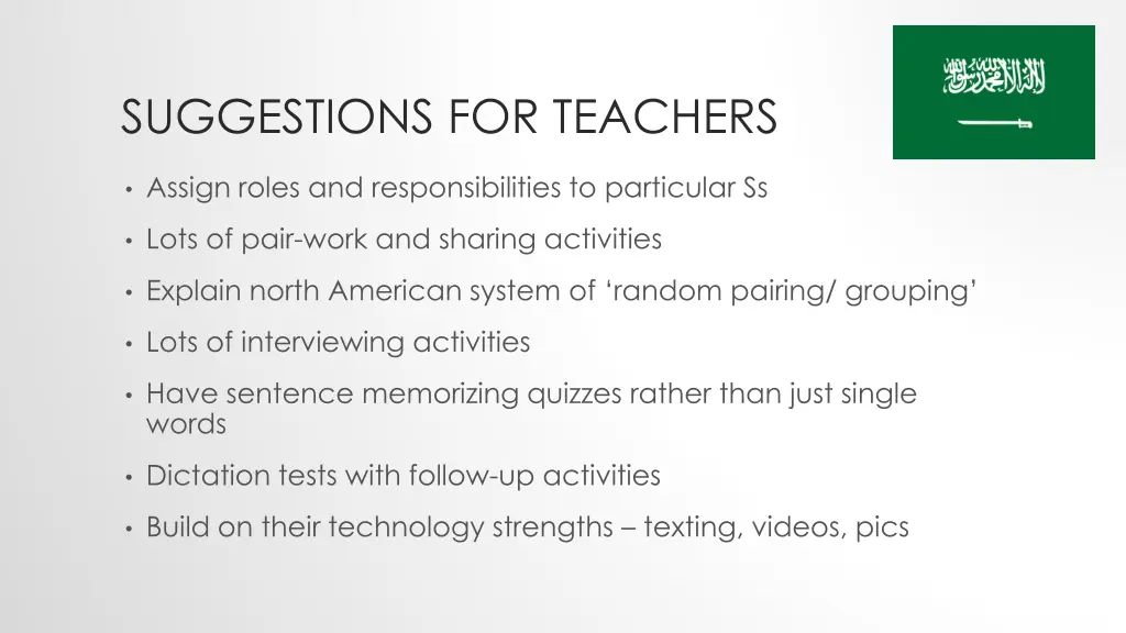 suggestions for teachers