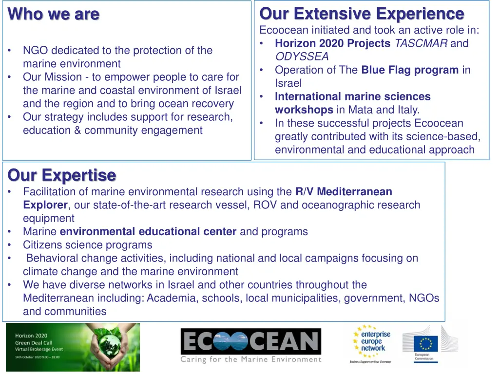 our extensive experience ecoocean initiated