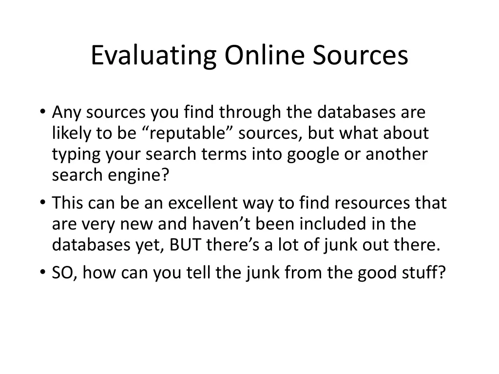evaluating online sources