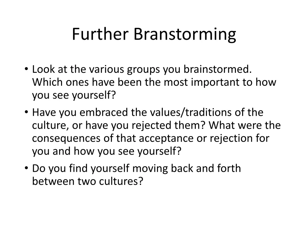 further branstorming