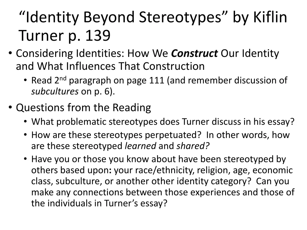 identity beyond stereotypes by kiflin turner