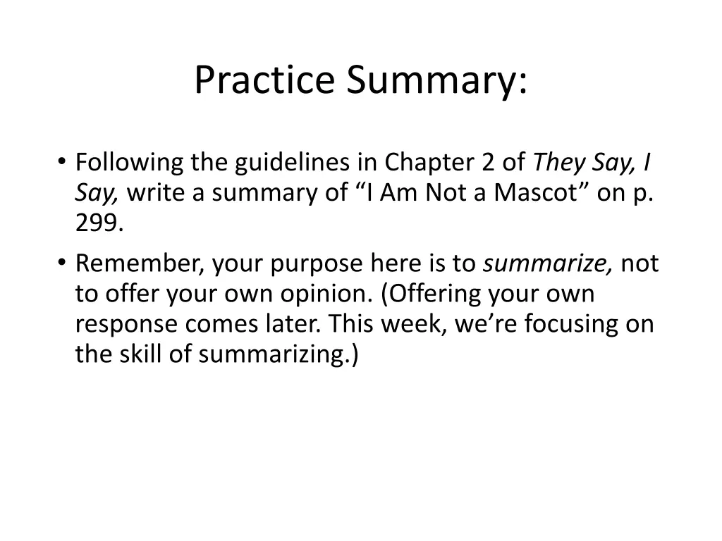 practice summary