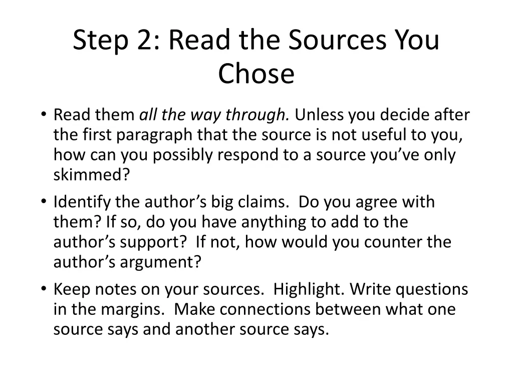step 2 read the sources you chose