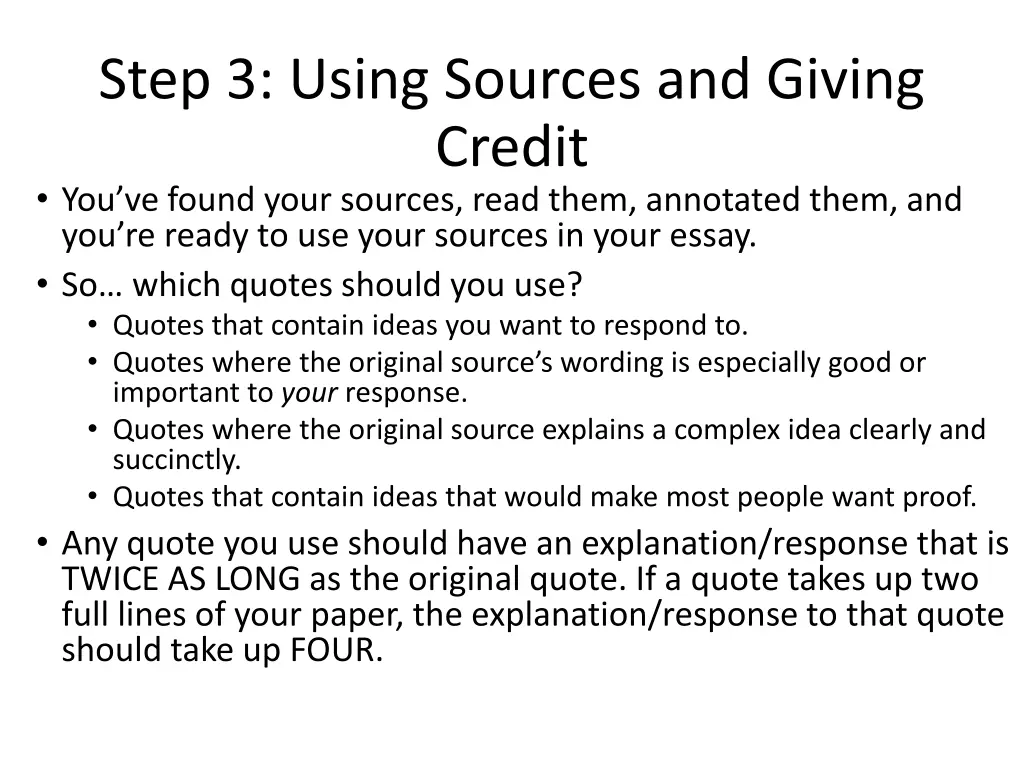 step 3 using sources and giving credit