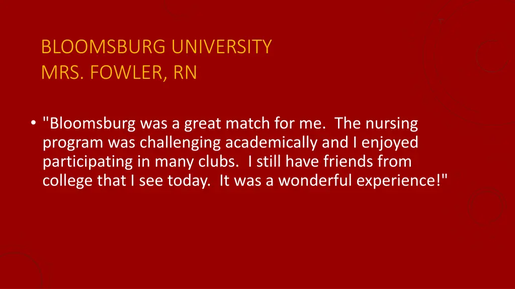 bloomsburg university mrs fowler rn