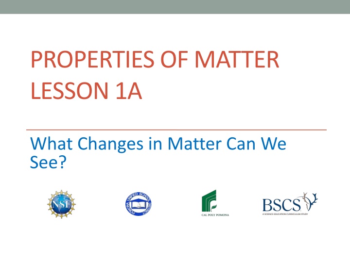 properties of matter lesson 1a