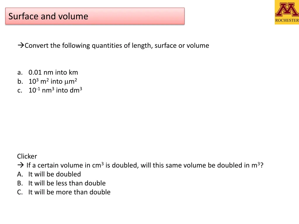 surface and volume