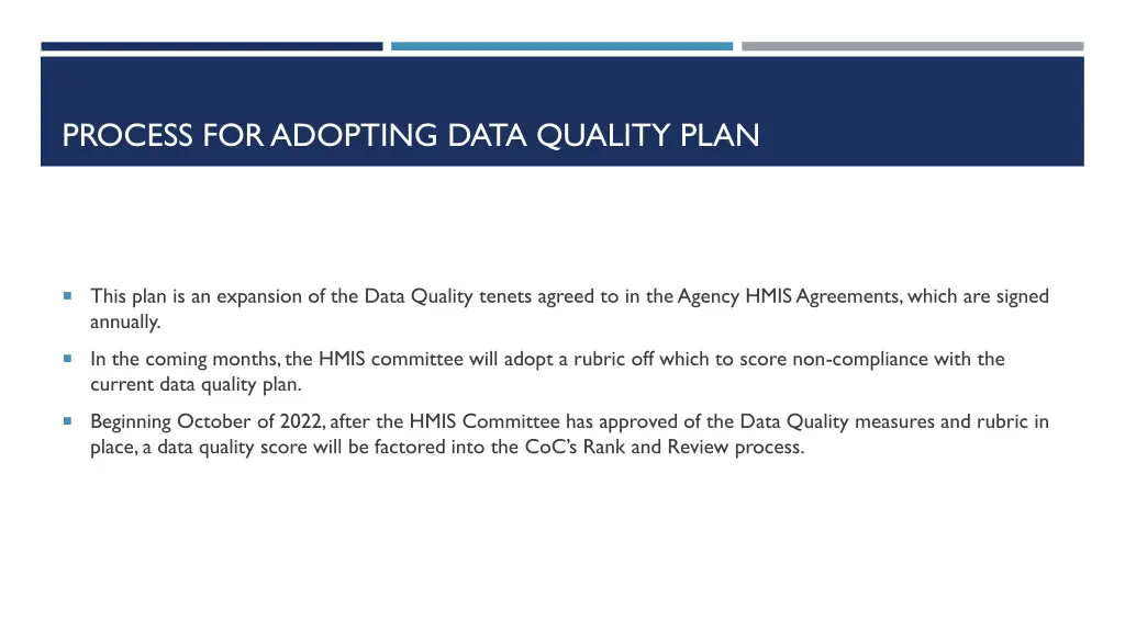 process for adopting data quality plan