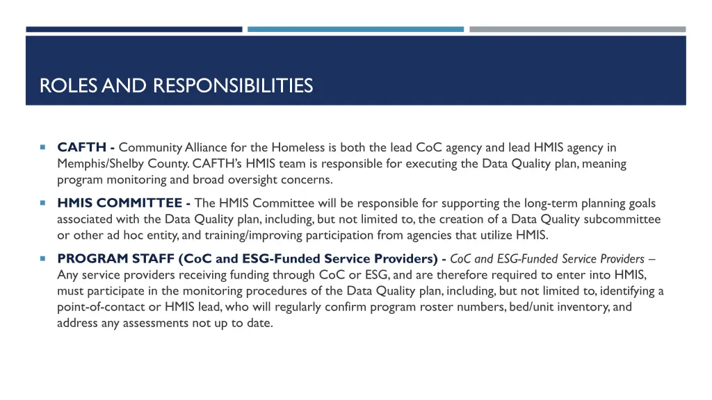 roles and responsibilities