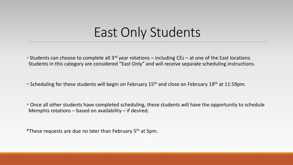 east only students