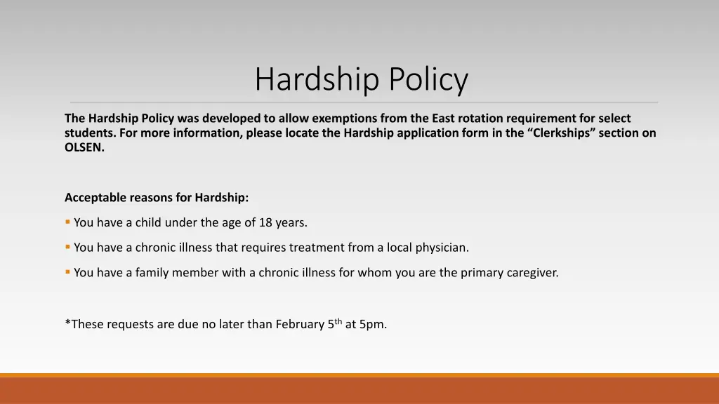 hardship policy
