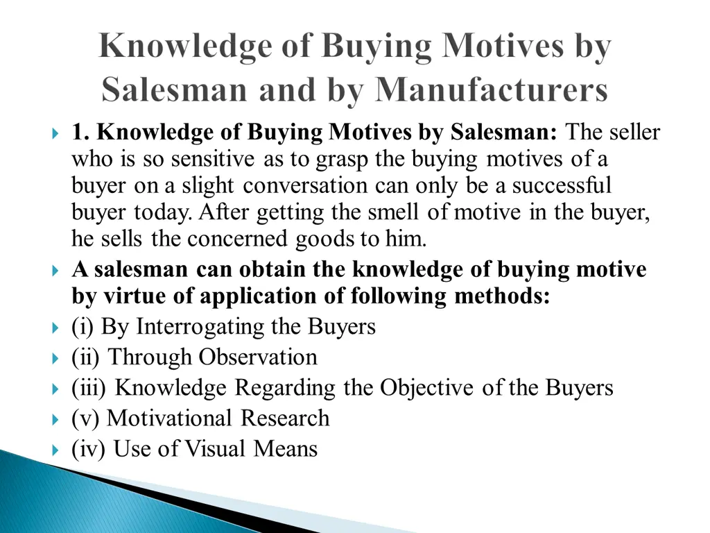 1 knowledge of buying motives by salesman
