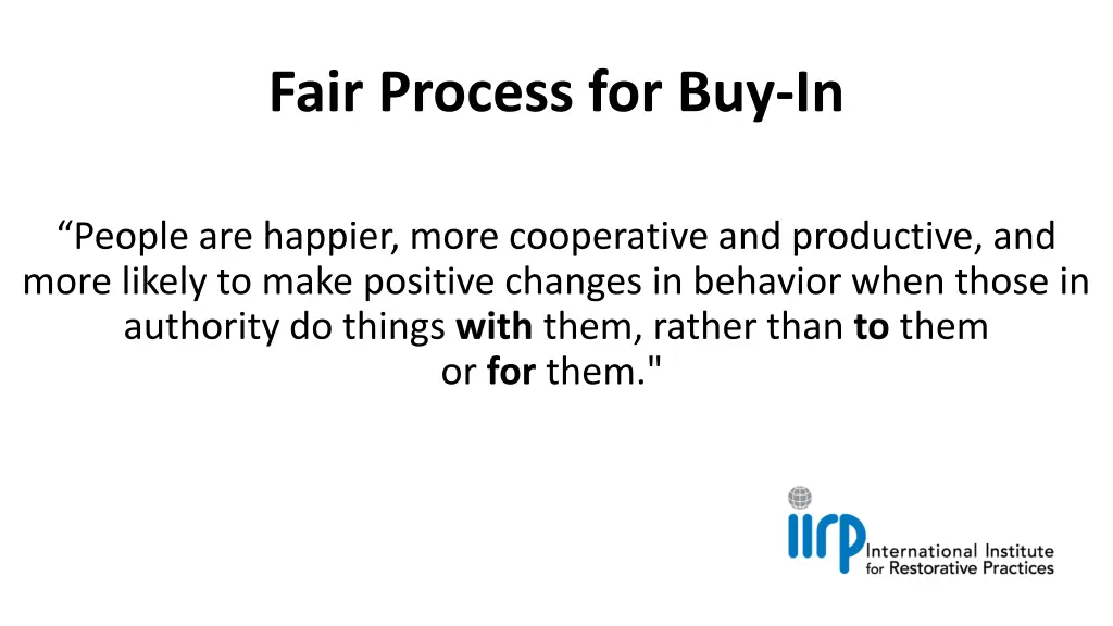 fair process for buy in