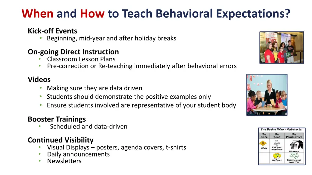 when and how to teach behavioral expectations