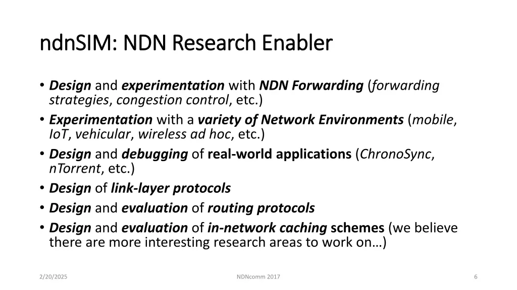 ndnsim ndnsim ndn research enabler ndn research