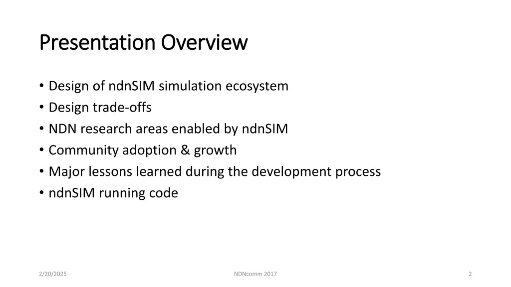 presentation overview presentation overview