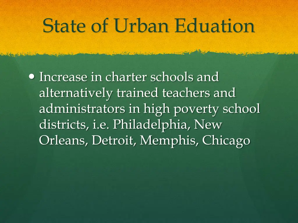 state of urban eduation