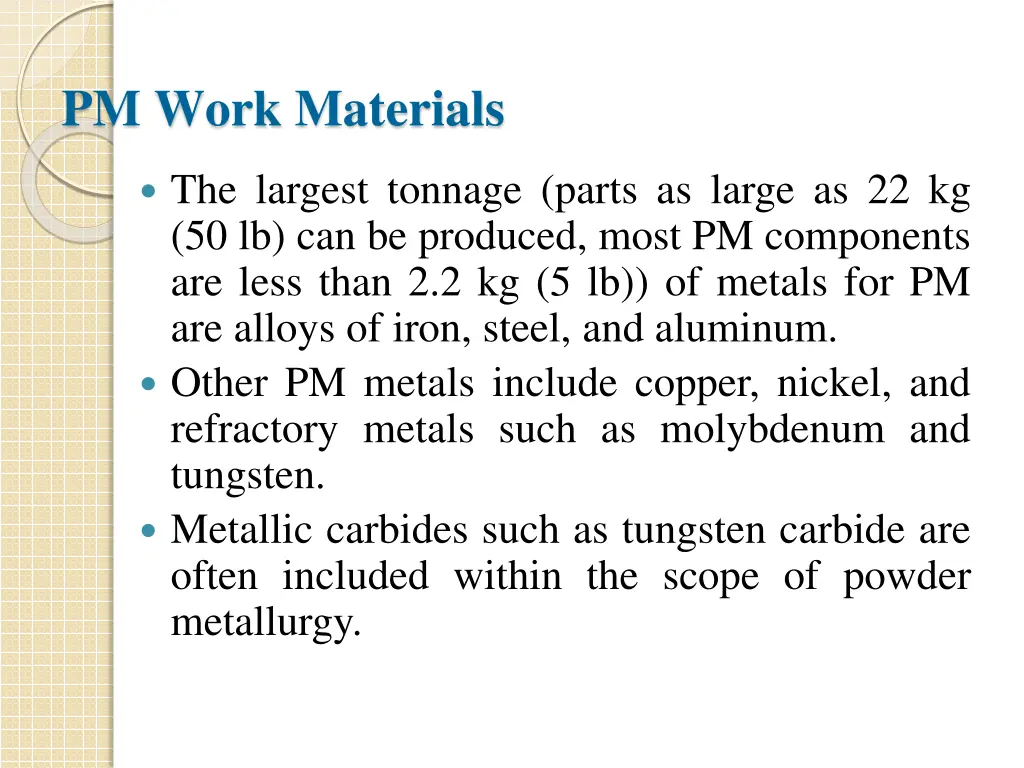 pm work materials