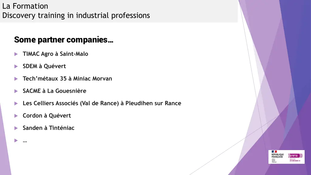 la formation discovery training in industrial
