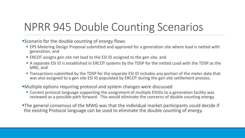 nprr 945 double counting scenarios