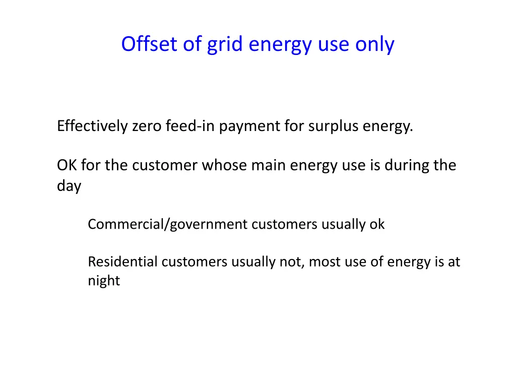 offset of grid energy use only