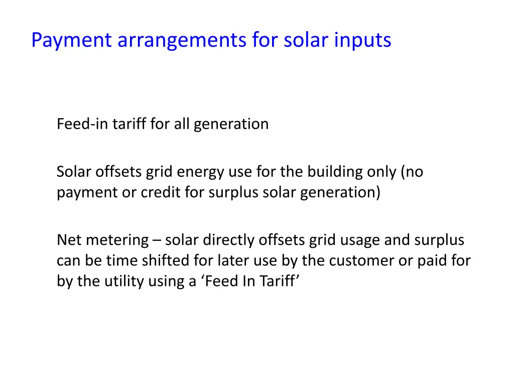 payment arrangements for solar inputs