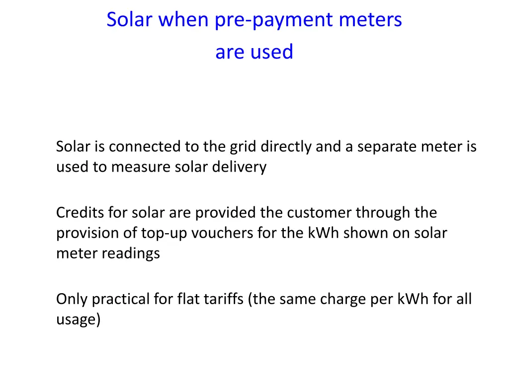 solar when pre payment meters are used