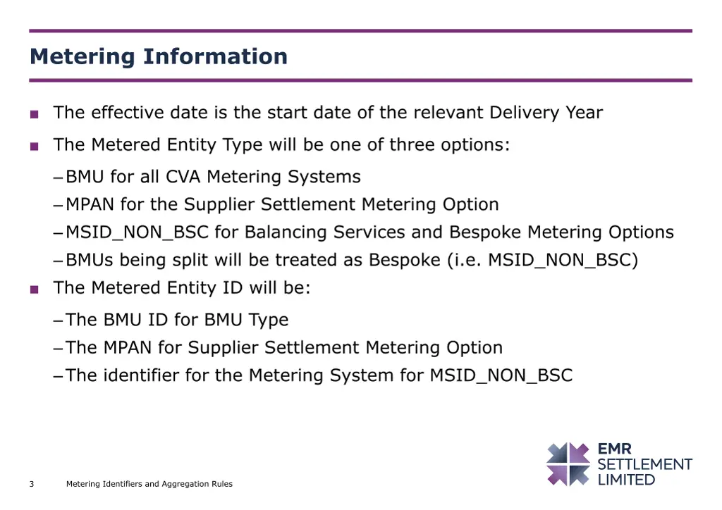 metering information 1