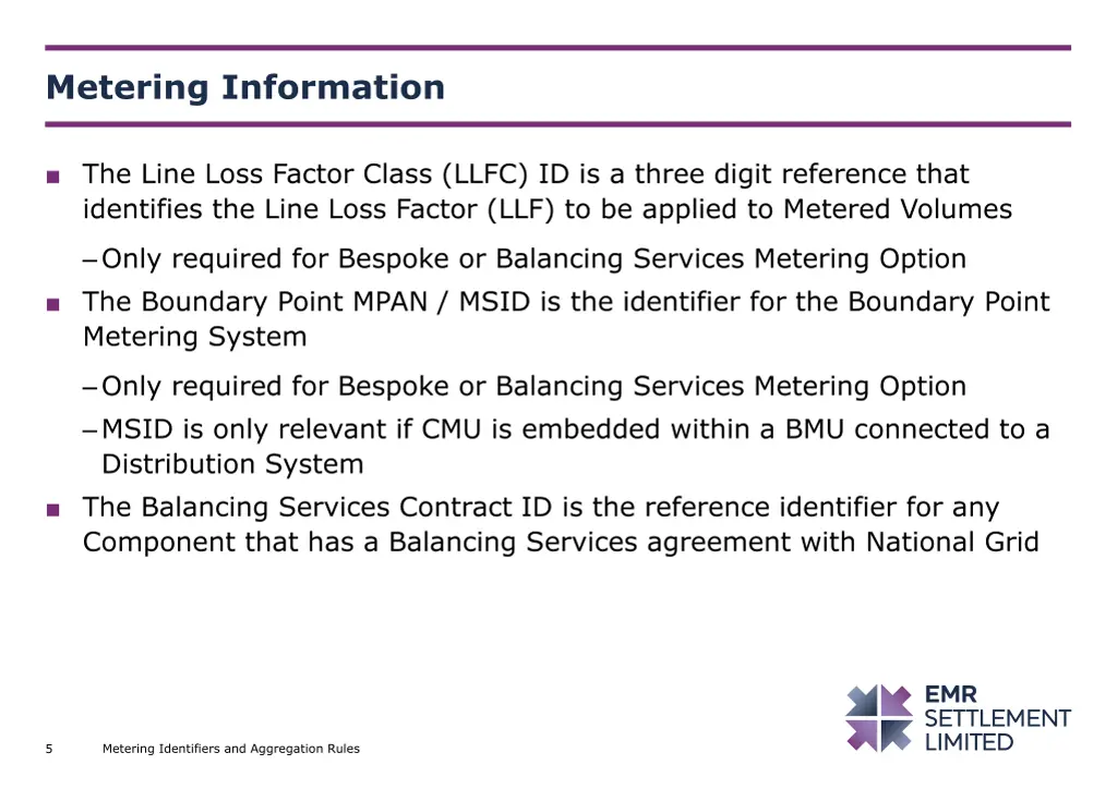 metering information 3