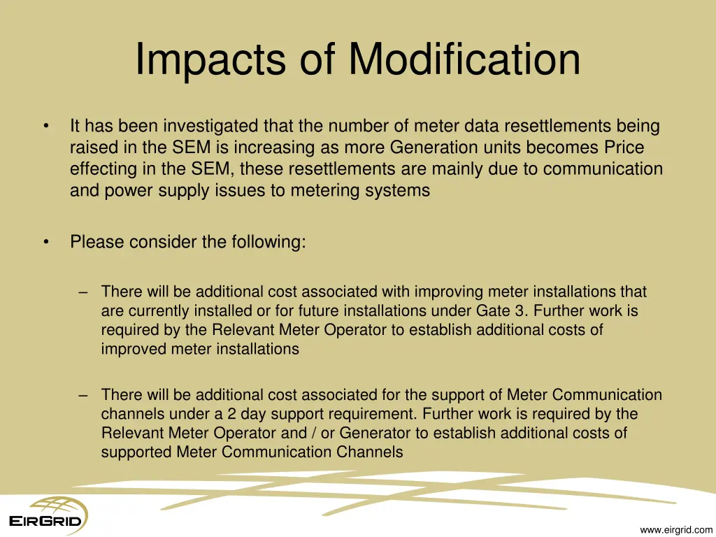 impacts of modification