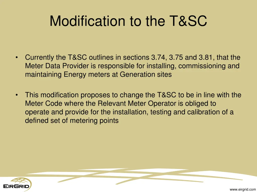 modification to the t sc