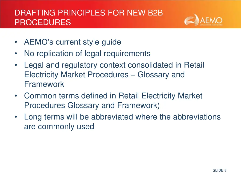 drafting principles for new b2b procedures