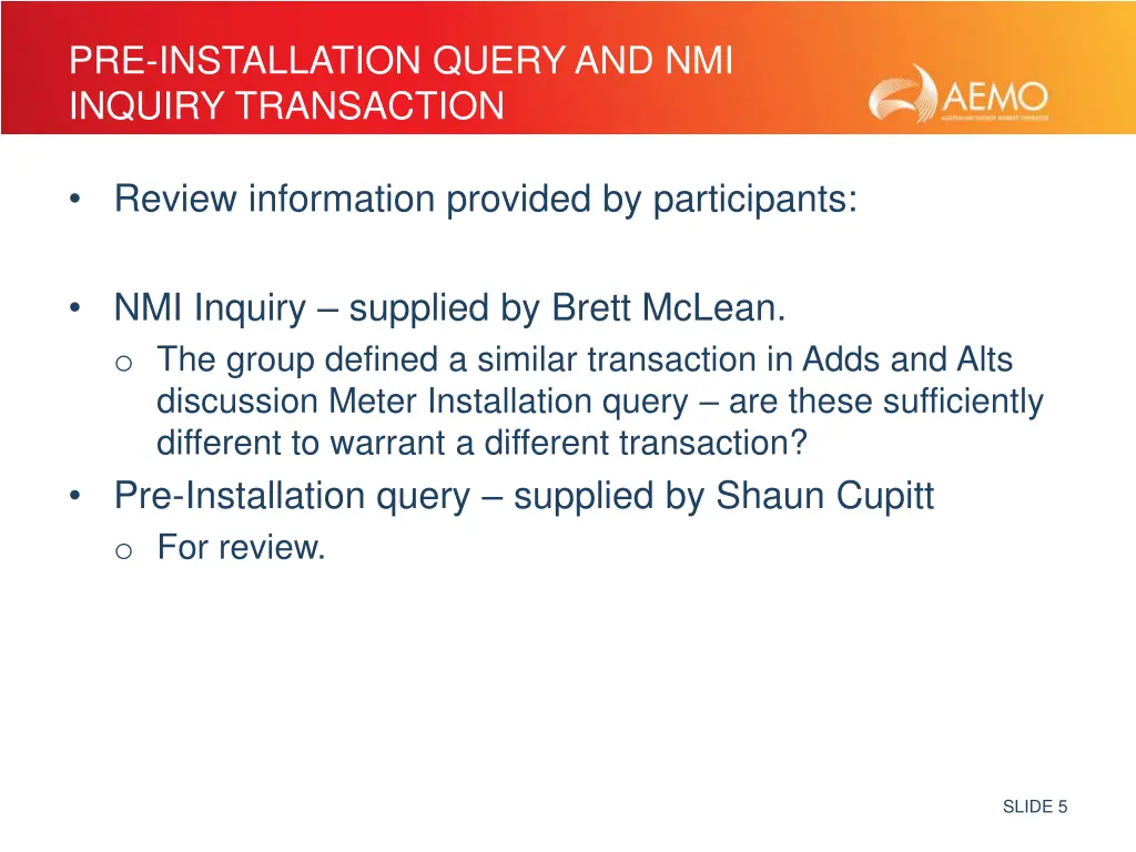 pre installation query and nmi inquiry transaction