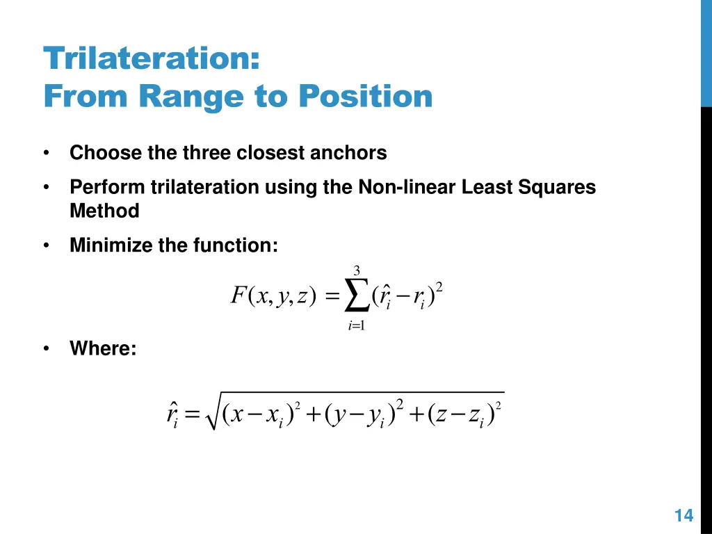 trilateration from range to position