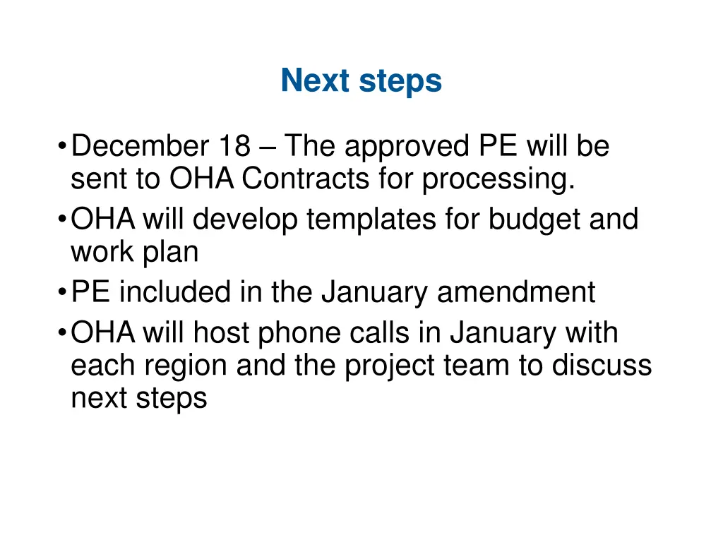 next steps