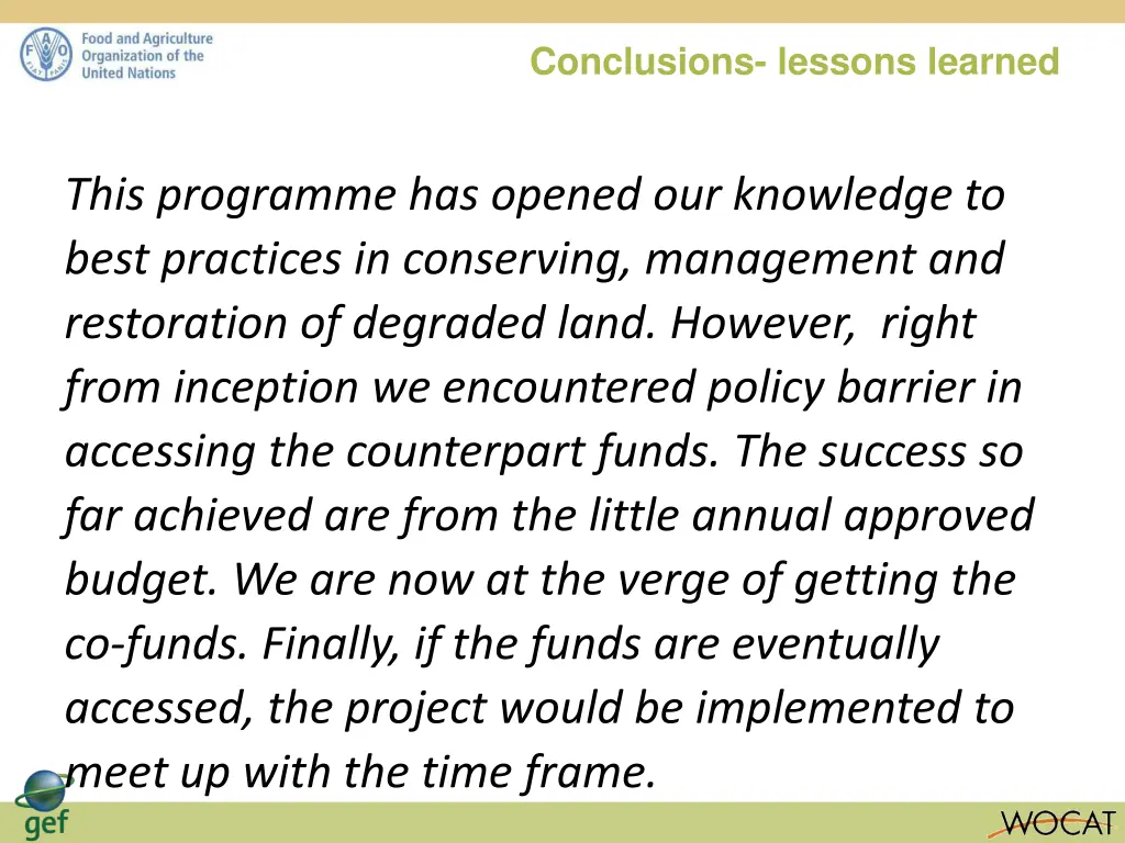 conclusions lessons learned