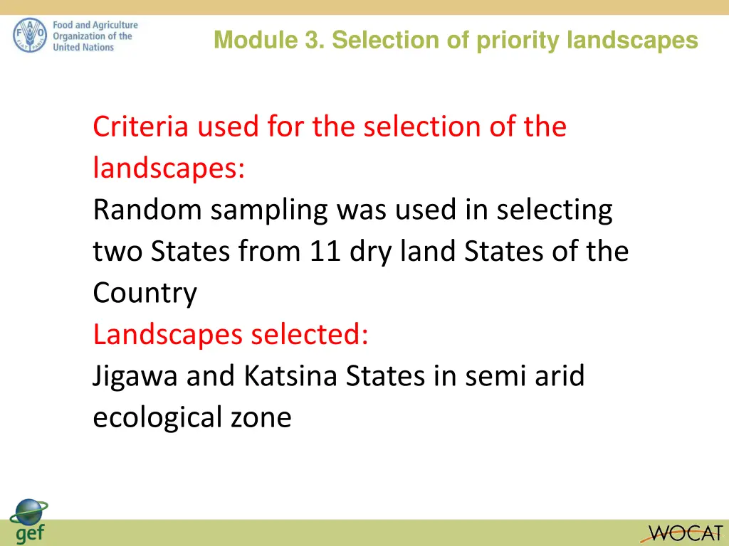 module 3 selection of priority landscapes