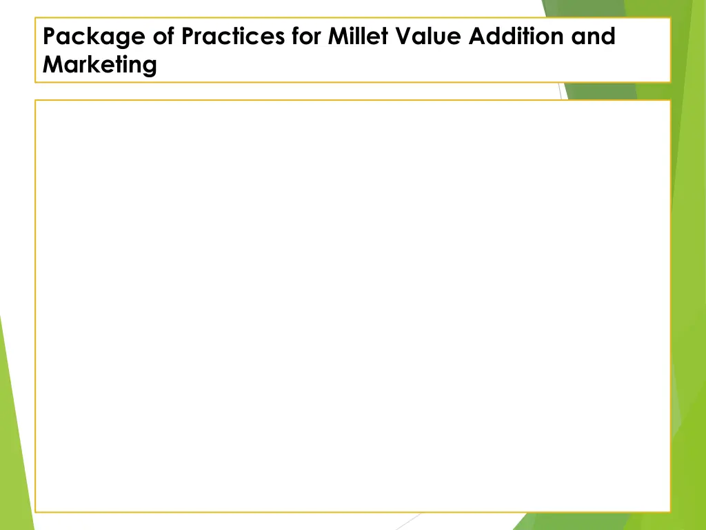 package of practices for millet value addition