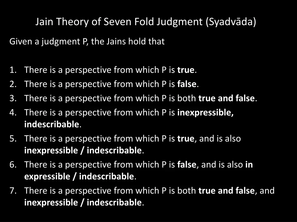 jain theory of seven fold judgment syadv da