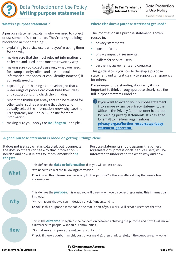data protection and use policy writing purpose