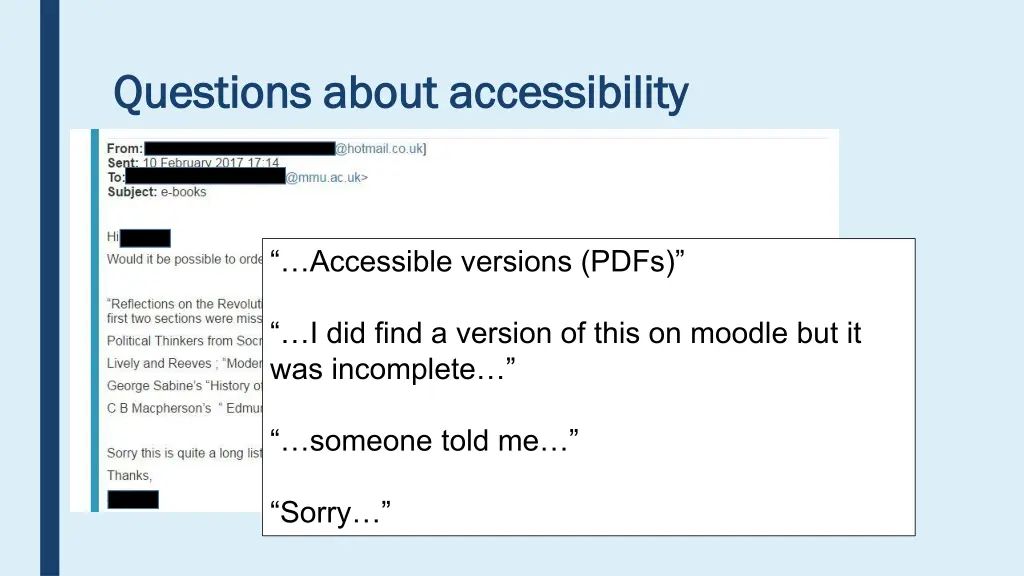 questions about accessibility questions about 1