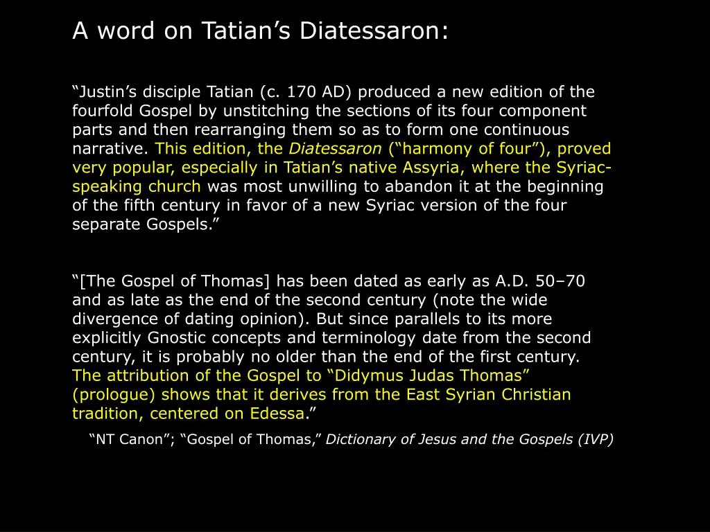 a word on tatian s diatessaron
