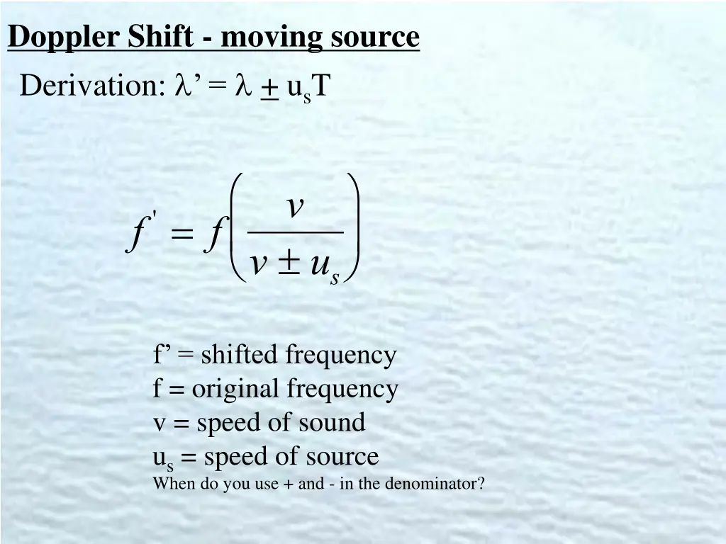 doppler shift moving source derivation u s t