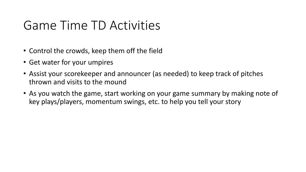 game time td activities