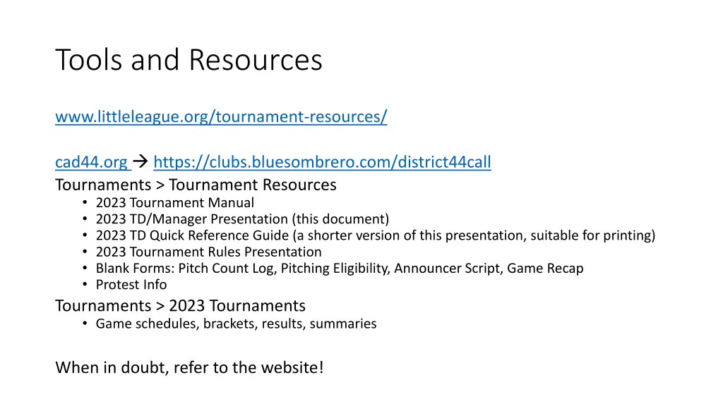 tools and resources