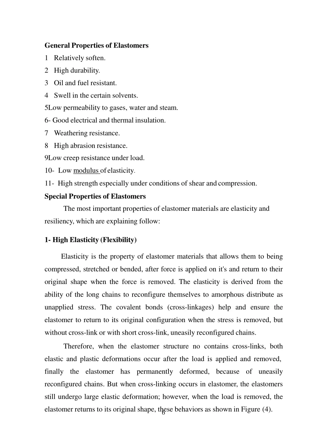 general properties of elastomers